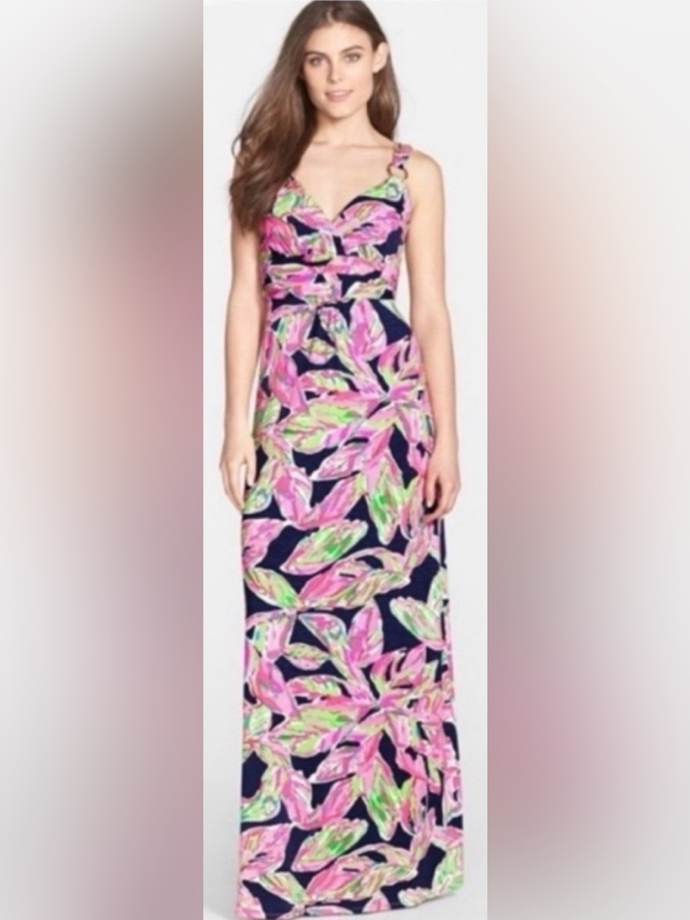 Lilly Pulitzer Villa Maxi Dress Bright Navy In the Vias Print Women’s MED NWOT